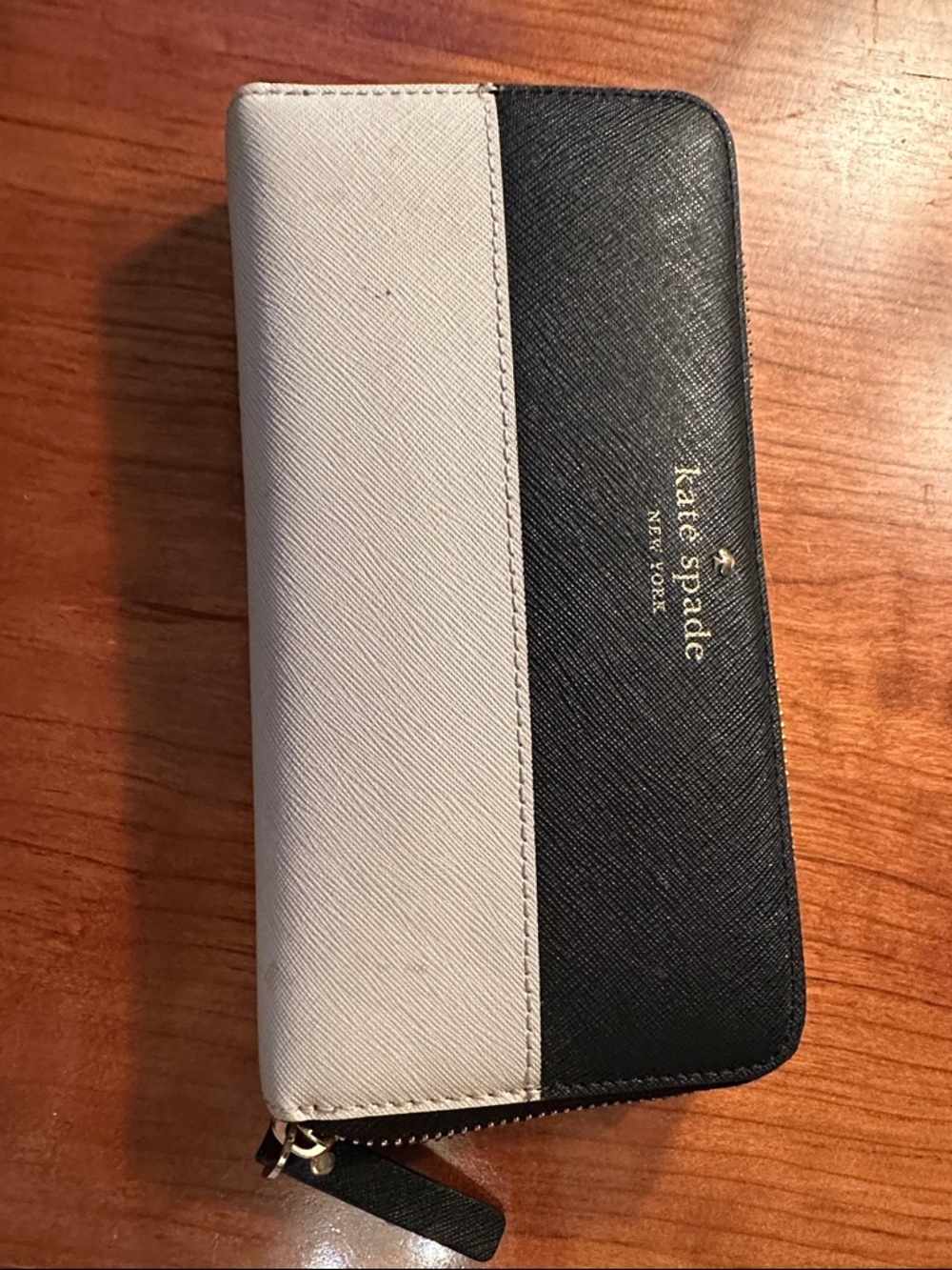 kate spade Black and White Zip Around Wallet